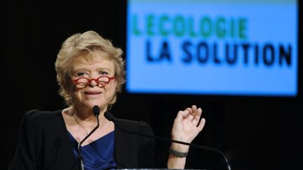 Eva Joly lors de son premier meeting de campagne &agrave; Roubaix (Nord) le 12 f&eacute;vrier 2012. (BERTRAND GUAY / AFP)