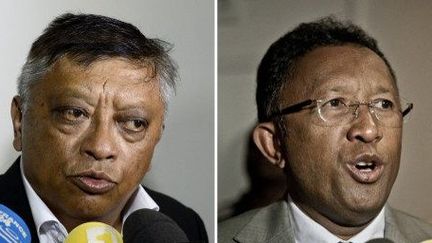 Robinson Jean Louis à gauche et Hery Rajaonarimampianina. (AFP)