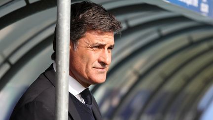 L'entraîneur de l'OM, Jose Miguel Gonzalez Martin del Campo, dit Michel, lors du match opposant Bastia à son équipe&nbsp;au stade Armand Cesari à Bastia (Haute-Corse), le 3 avril 2016. (PASCAL POCHARD-CASABIANCA / AFP)