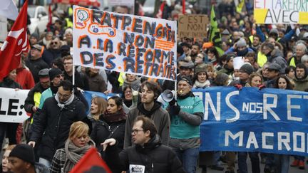 Manifestation contre la réforme des retraites à Paris, le 4 janvier 2020. (FRANCOIS GUILLOT / AFP)