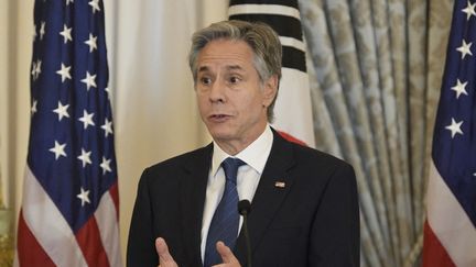 Antony Blinken, le chef de la diplomatie américaine, à Washington, la capitale fédérale des Etats-Unis, le 31 octobre 2024. (LENIN NOLLY / NURPHOTO / AFP)