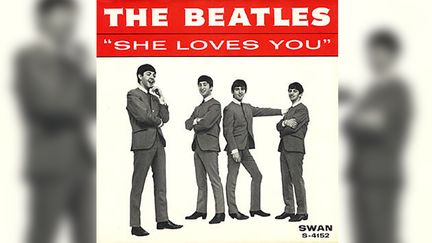 Pochette du disque des Beatles, "She loves you". (Disques EMI)