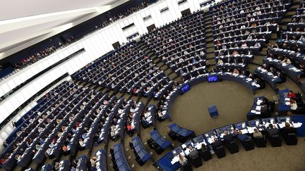 Le Parlement européen, lors du vote de la réforme du droit d'auteur, le 12 septembre 2018. (FREDERICK FLORIN / AFP)