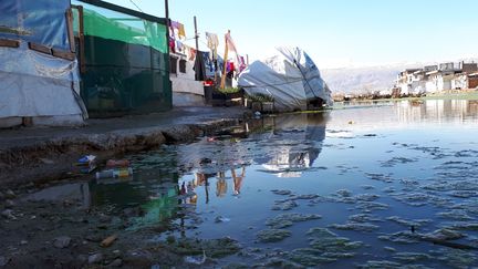 Un camp de réfugiés syriens dans la Vallée de la Bekaa (Liban) frappé par les inondations. (AURELIEN COLLY / RADIO FRANCE)