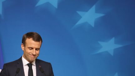 Le président de la République, Emmanuel Macron, le 14 décembre 2018 à Bruxelles (Belgique). (LUDOVIC MARIN / AFP)