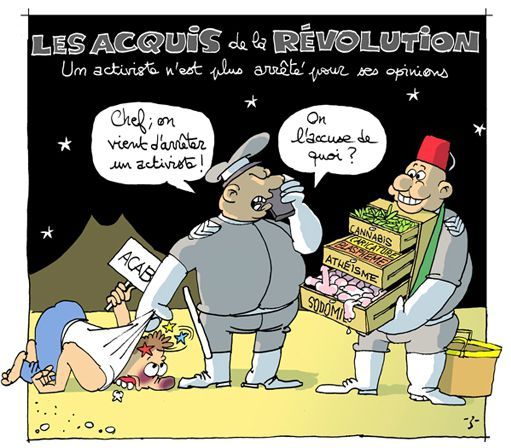 «Les acquis de la révolution» tunisienne, caricature de Z (Blog DEBATunisie)