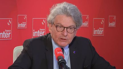 Thierry Breton, commissaire européen au Marché intérieur, chargé de la politique industrielle, numérique, défense et espace, le 26 octobre 2023 sur France Inter. (FRANCEINTER / RADIO FRANCE)