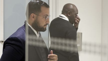 Alexandre Benalla au tribunal correctionnel de Paris, le 19 février 2019. (GEOFFROY VAN DER HASSELT / AFP)