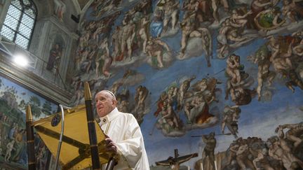 Le pape François le 9 janvier&nbsp;2022 depuis la Chapelle Sistine au Vatican à Rome en Italie.&nbsp; (SIMONE RISOLUTI / VATICAN MEDIA)