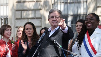 Jean-Luc Mélenchon lors de la manifestation du 1er-Mai, le 1er mai 2022 à Paris. (THOMAS COEX / AFP)