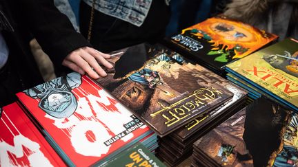 Un stand de bande-dessinées à Porte de Versailles à Paris en mars 2019. (LAURE BOYER / HANS LUCAS)