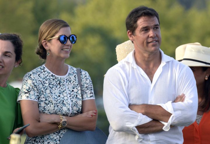 Maria-Margarita Vargas et Louis de Bourbon, duc d'Anjou, lors de la finale internationale de Polo, à Sotogrande, en Espagne, le 28 août 2016.&nbsp; (EUROPA PRESS ENTERTAINMENT / EUROPA PRESS)