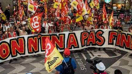 Manifestation de la CGT à Lyon, le 28 juin 2018.&nbsp; (NICOLAS LIPONNE / NURPHOTO / AFP)