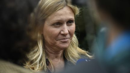 La présidente de l'Assemblée nationale, Yaël Braun-Pivet, lors d'une réunion du parti Ensemble à Rosny-sur-Seine (Yvelines), le 10 septembre 2024. (MAGALI COHEN / HANS LUCAS / AFP)