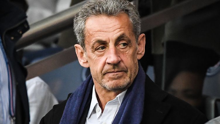 Former President Nicolas Sarkozy, during the Ligue 1 football match, at the Parc des Princes stadium in Paris, May 13, 2023. (MATTHIEU MIRVILLE / MATTHIEU MIRVILLE / AFP)