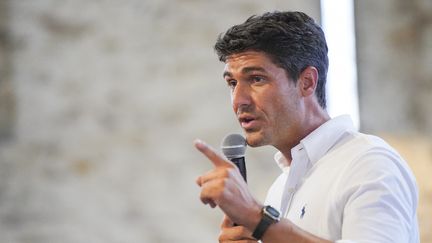 Le député du Lot et secrétaire général des Républicains, Aurélien Pradié, au campus de rentrée des jeunes du parti politique, à Angers (Maine-et-Loire), le 3 septembre 2022. (FREDERIC PETRY / HANS LUCAS / AFP)