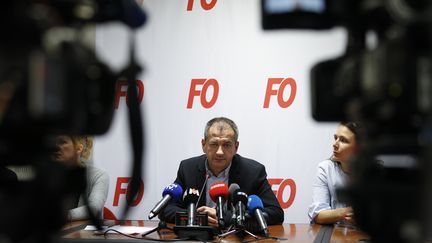 L'ex-secrétaire général de Force ouvrière, Pascal Pavageau, le 1er mai 2018 à Paris. (GEOFFROY VAN DER HASSELT / AFP)