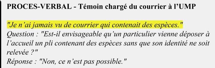 Extrait du procès-verbal d'un témoin en charge du courrier. (DOCUMENT RADIO FRANCE)