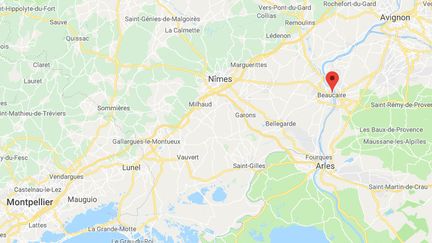 Les deux enfants ont été retrouvés dans la garrigue,&nbsp;à quelques centaines de mètres des habitations, à Beaucaire (Gard). (GOOGLE MAPS)