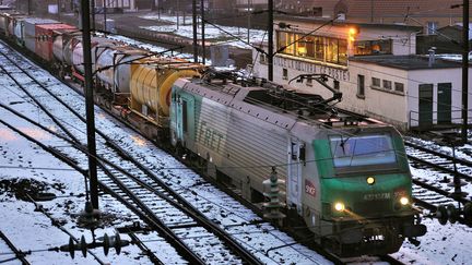 Un train de fret en gare de Sequedin, le 7 mars 2012. (PHILIPPE HUGUEN / AFP)