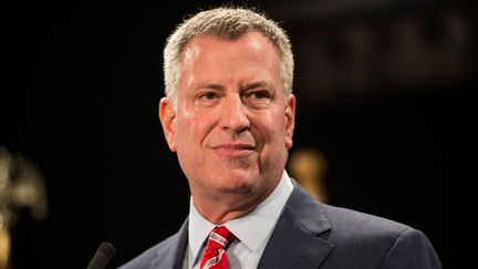 Le maire de New York Bill de Blasio, le 3 f&eacute;vrier 2015 &agrave; New York. (ANDREW BURTON / GETTY IMAGES NORTH AMERICA / AFP)