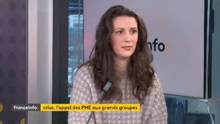 Clémentine Parâtre, vice-présidente du Centre des jeunes dirigeants d’entreprises était l'invitée éco de franceinfo jeudi 12 mars (FRANCEINFO / RADIOFRANCE)