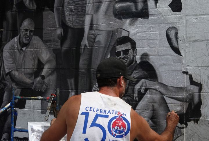 Peintre pour publicités murales à New York.
 (Don Emmert / AFP)