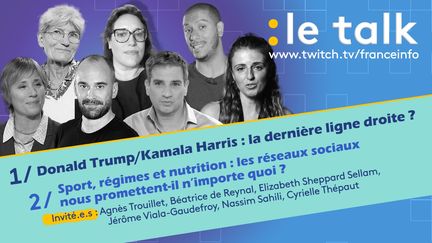 Dans le Talk de franceinfo sur Twitch, Ludovic Pauchant et ses invités se tournent vers les Etats-Unis où la campagne présidentielle est en cours puis ils débattent des dérives des réseaux sociaux dans le monde du fitness et du sport. (Stephanie Berlu)