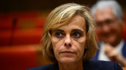 Florence Hardouin, directrice général de la Fédération française de football, auditionnée au Sénat, à Paris, le 9 juin 2022. (ANNE-CHRISTINE POUJOULAT / AFP)