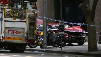 La carcasse de la voiture du chauffard, le 20 janvier 2017 à Melbourne (Australie).&nbsp; (EDGAR SU / REUTERS)