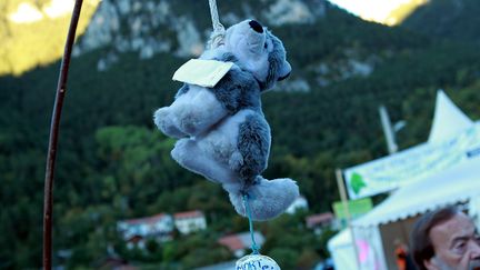 Des &eacute;leveurs manifestent pour d&eacute;noncer les attaques de loup lors d'une r&eacute;union sur le sujet, le 9 octobre 2013 &agrave; Saint-Martin-V&eacute;subie (Alpes-Maritimes).&nbsp; (MAXPPP)