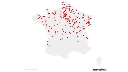 Carte des principaux records de température maximale mensuelle battus fin mars 2021. (FRANCEINFO)