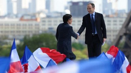 Jean-François Copé et François Fillon au Trocadéro (MARTIN BUREAU / AFP)