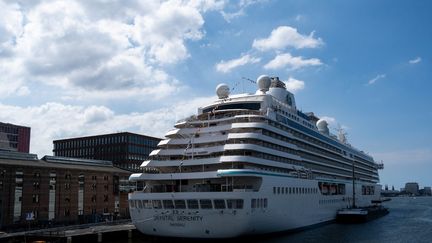 Un paquebot dans le port d'Amsterdam, le 29 juillet 2019. (MARTIN BERTRAND / HANS LUCAS)