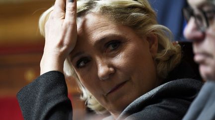 Marine Le Pen lors d'une session de questions au gouvernement le 5 juin 2018 à Paris. (BERTRAND GUAY / AFP)