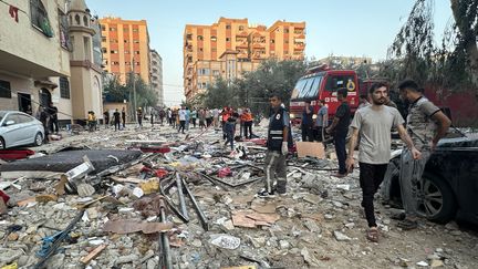 Des destructions dans la bande de Gaza, le 23 octobre 2023. (DOAA ALBAZ / ANADOLU / AFP)