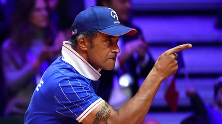 Yannick Noah, le capitaine de l'équipe de France de Coupe Davis, le 24 novembre 2018 à Lille (Nord). (PHILIPPE HUGUEN / AFP)