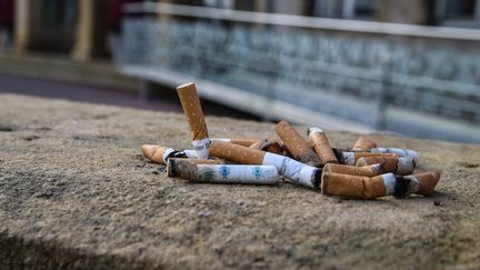 Des mégots dans une rue, le 21 novembre 2019. (Photo d'illustration). (PIERRE HECKLER / MAXPPP)