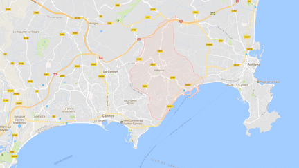 Carte de localisation de&nbsp;Vallauris, dans les&nbsp;Alpes-Maritimes. (GOOGLEMAPS)