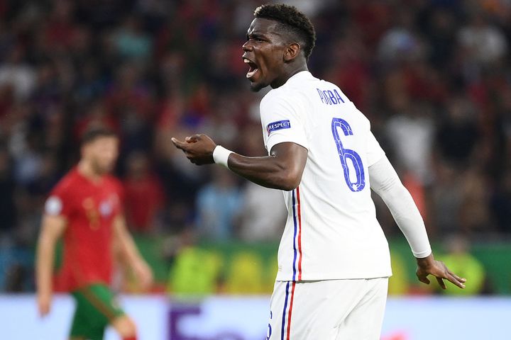 Paul Pogba contre le Portugal, le 23 juin 2021.&nbsp; (FRANCK FIFE / POOL / AFP)