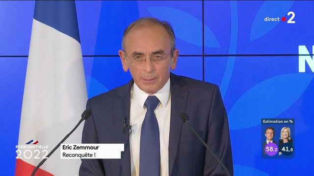 Eric Zemmour réagit aux résultats du second tour de l'élection présidentielle