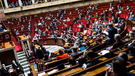 L'Assemblée nationale lors des questions au gouvernement, le 2 février 2021. (XOSE BOUZAS / HANS LUCAS / AFP)