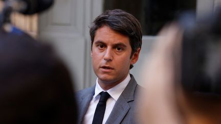 The Minister of National Education, Gabriel Attal, during a speech in Paris, September 6, 2023. (GEOFFROY VAN DER HASSELT / AFP)