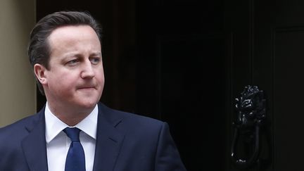 Le Premier ministre britannique, David Cameron, sort sur le perron du 10 Downing Street, le 21 janvier 2013 &agrave; Londres (Royaume-Uni).&nbsp; (SUZANNE PLUNKETT / REUTERS)