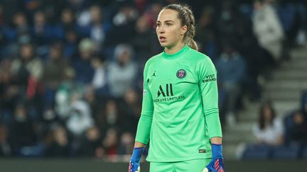 Barbora Votikova lors du quart de finale de Ligue des champions, face au Bayern Munich, le 30 mars 2022. (THOMAS SAMSON / AFP)