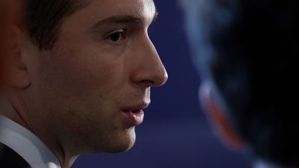 Le président du Rassemblement national, Jordan Bardella, le 16 octobre 2024 à Paris. (GEOFFROY VAN DER HASSELT / AFP)