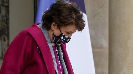 La ministre de la Culture Roselyne Bachelot masqué, en janvier 2021.&nbsp; (LUDOVIC MARIN / AFP)