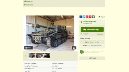 Capture d'écran de l'annonce passée le 15 février 2016 par un Australien pour vendre son tank. (GUMTREE.COM)