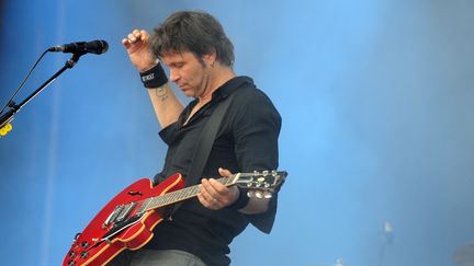 Bertrand Cantat lors d'un concert de son groupe Détroit aux Vieilles-Charrues, le 19 juillet 2014. (FRED TANNEAU / AFP)