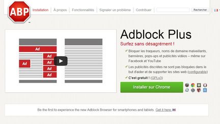 Capture d'&eacute;cran de la page d'acuueil du site adblockplus.org, mercredi 27 mai 2015. (ADBLOCK / FRANCETV INFO )